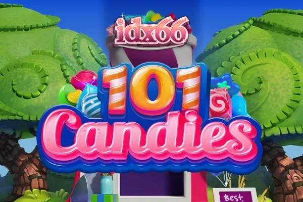 Tampilan visual permainan slot 101 Candies dengan tema permen yang ceria