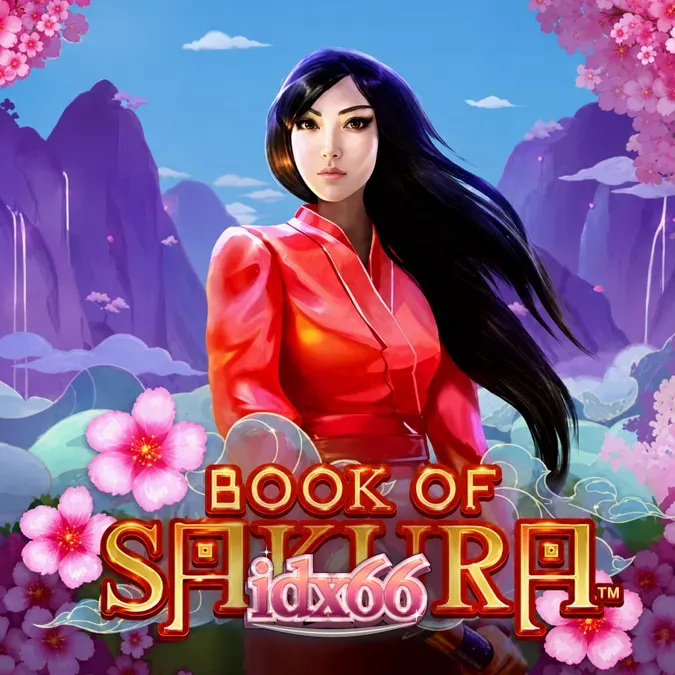 Tampilan visual slot Book of Sakura dengan latar belakang bunga sakura